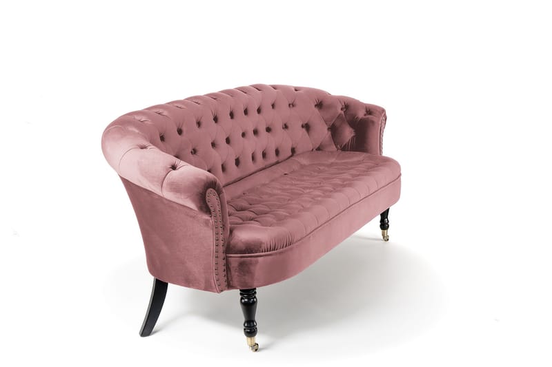 Soffa Chester Ludovic 3-sits - Rosa - Sammetssoffa - 3 sits soffa - Howardsoffa - Chesterfield soffa