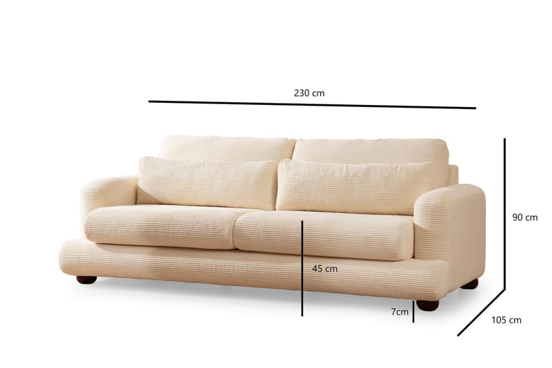 Soffa Maddington 3-sits - Beige - 3 sits soffa