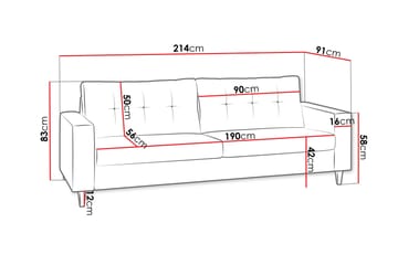 Soffa Mist 154x91x83 cm - Rosa - Möbler - Soffa - 3 sits soffa