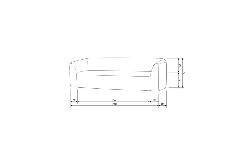 Soffa Mooli 3-sits - Grå - 3 sits soffa