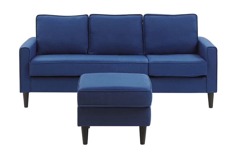 Soffa Ralphell med Fotpall - Blå - Möbler - Soffa - 3 sits soffa