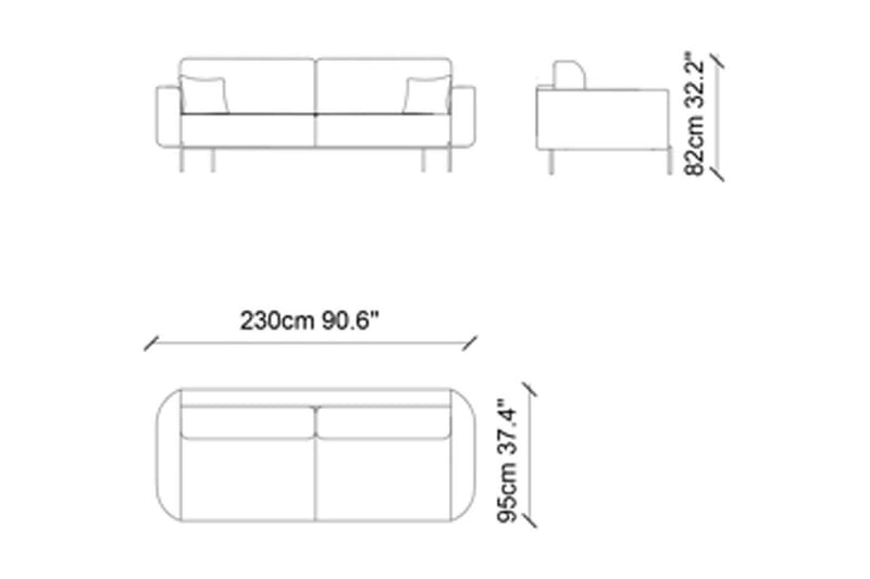 Soffa Tautoro 3-sits - Rosa - Möbler - Soffa - 3 sits soffa