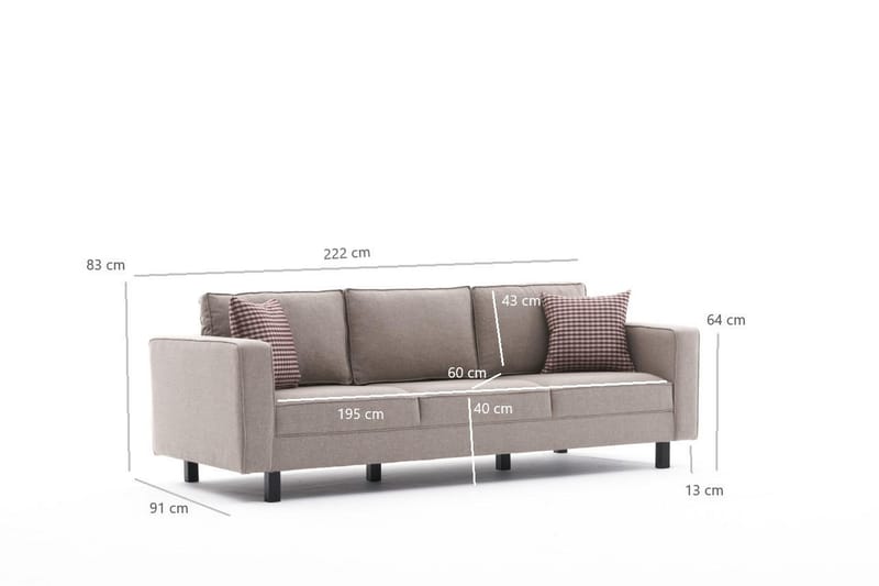 Soffa Vivianna 3-sits - Cream - 3 sits soffa