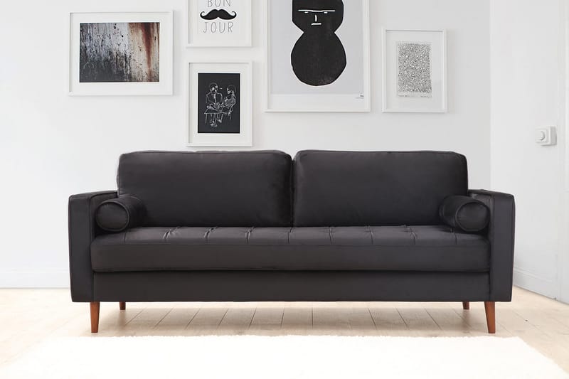 Soffa Puento 3-sits - Svart - 3 sits soffa