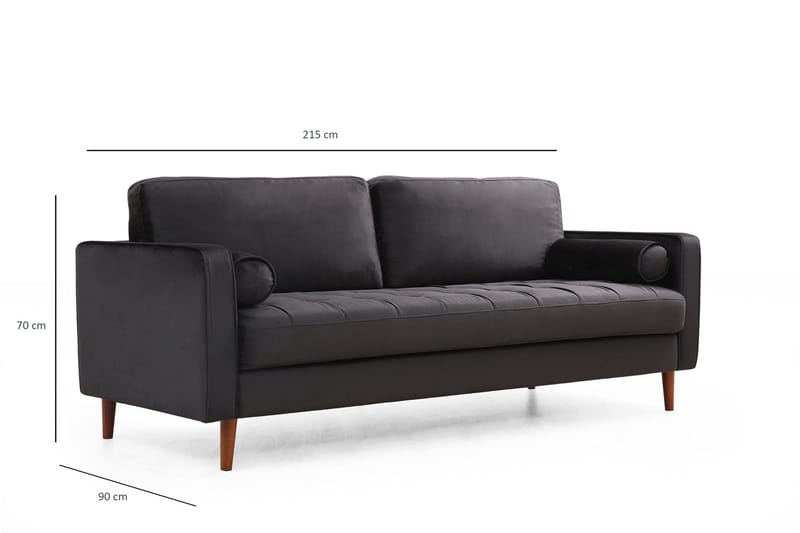 Soffa Puento 3-sits - Svart - 3 sits soffa