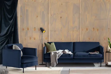 Teodin Sammetssoffa 3-sits - Blå - Möbler - Soffa - 3 sits soffa