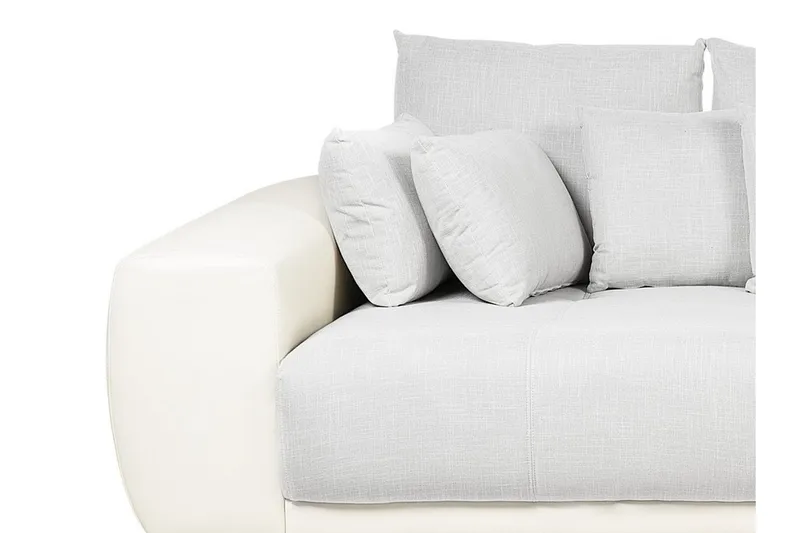 Torpo 3-sits Stor Djup Soffa i Tyg med Konstläderram - Ljusgrå - Möbler - Soffa - 3 sits soffa