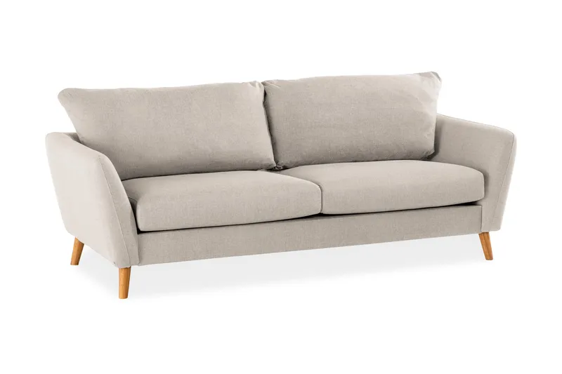 Trend 3-sits Soffa 218 cm med Svängda Armstöd i Tyg, Beige