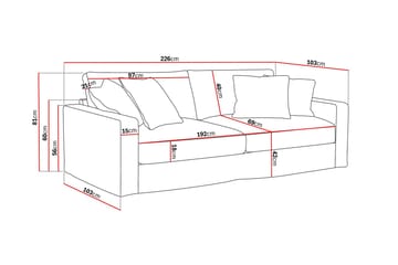Valencia Extra Djup 3-sits Soffa med avtagbar och tvättbar klädsel - Beige - Möbler - Soffa - 3 sits soffa