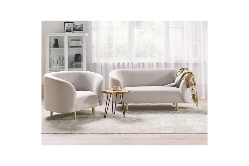3-sits Soffgrupp Loen Beige/guld - Beige/guld - Möbler - Soffa - Soffgrupp