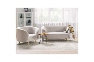 3-sits Soffgrupp Loen Beige/guld - Beige/guld - Möbler - Soffa - Soffgrupp