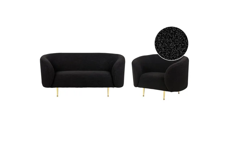 3-sits Soffgrupp Loen Svart/guld, Svart/guld