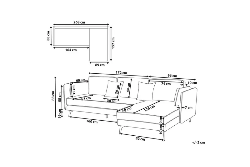 3-sitssoffa Altan Brun, Svart, Vänstervänd - Beige - Möbler - Soffa - Divansoffa & schäslongsoffa - 3 sits soffa med divan