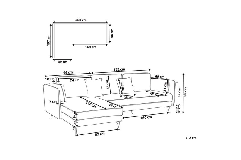 3-sitssoffa Altan Vit, Svart, Högervänd - Vit, Svart, Högervänd - Möbler - Soffa - Divansoffa & schäslongsoffa - 3 sits soffa med divan