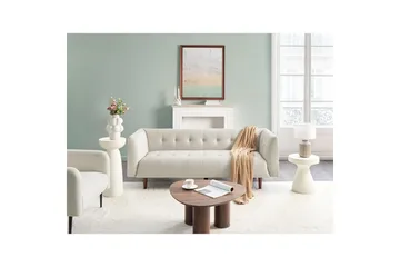 3-sitssoffa Byske Beige, mörkt trä - Beige, mörkt trä - Möbler - Soffa - 3 sits soffa