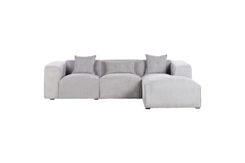 3-sitssoffa Dolva Grå, svart, Vänstervänd - Grå - Möbler - Soffa - Divansoffa & schäslongsoffa - 3 sits soffa med divan