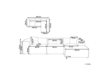 3-sitssoffa Dolva Grå, svart, Vänstervänd - Grå - Möbler - Soffa - Divansoffa & schäslongsoffa - 3 sits soffa med divan