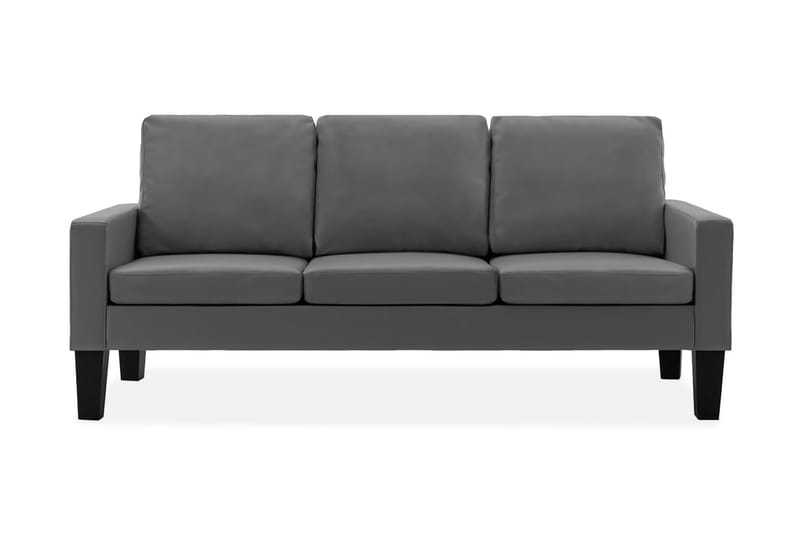 3-sitssoffa grå konstläder - Grå - 3 sits soffa - Skinnsoffa