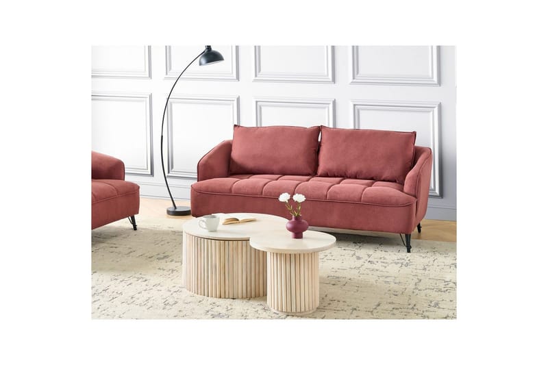 3-sitssoffa Hobro Röd, Svart - Rosa - Möbler - Soffa - 3 sits soffa