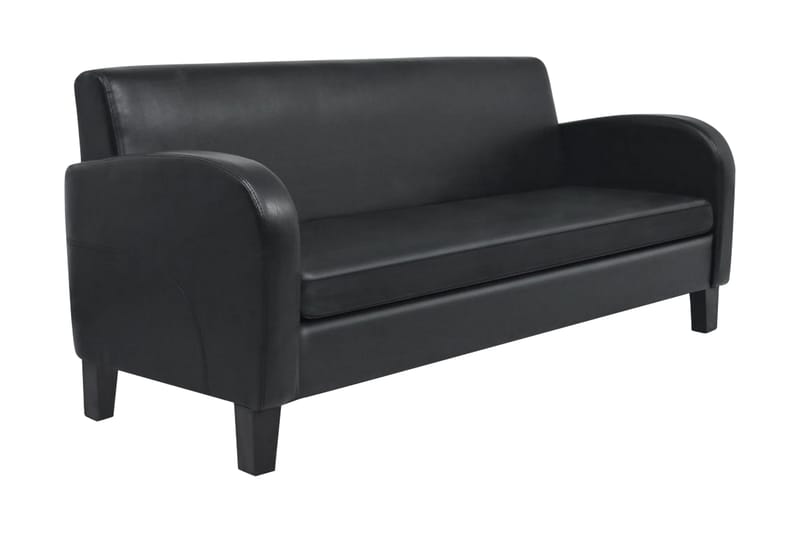 3-sitssoffa i konstläder svart - Svart - Skinnsoffa - 3 sits soffa