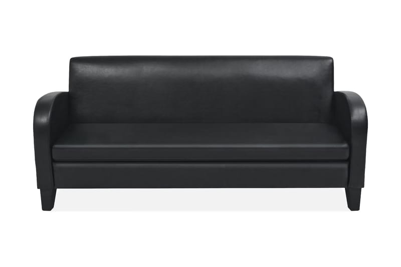 3-sitssoffa i konstläder svart - Svart - Skinnsoffa - 3 sits soffa