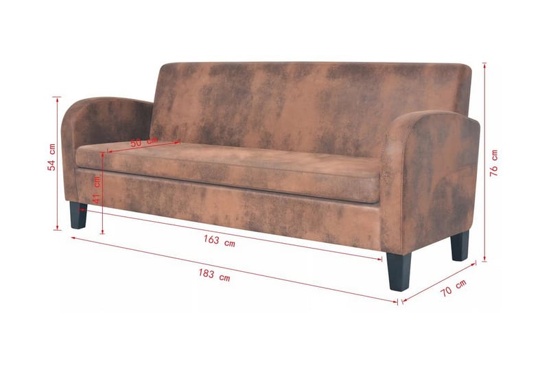 3-sitssoffa konstmocka brun - Brun - 3 sits soffa