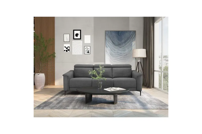 3-sitssoffa Lund Antracit, Belfast tyg, Elektrisk vilstol - Antracit, Belfast tyg, Elektrisk vilstol - Möbler - Soffa - Biosoffa & reclinersoffa