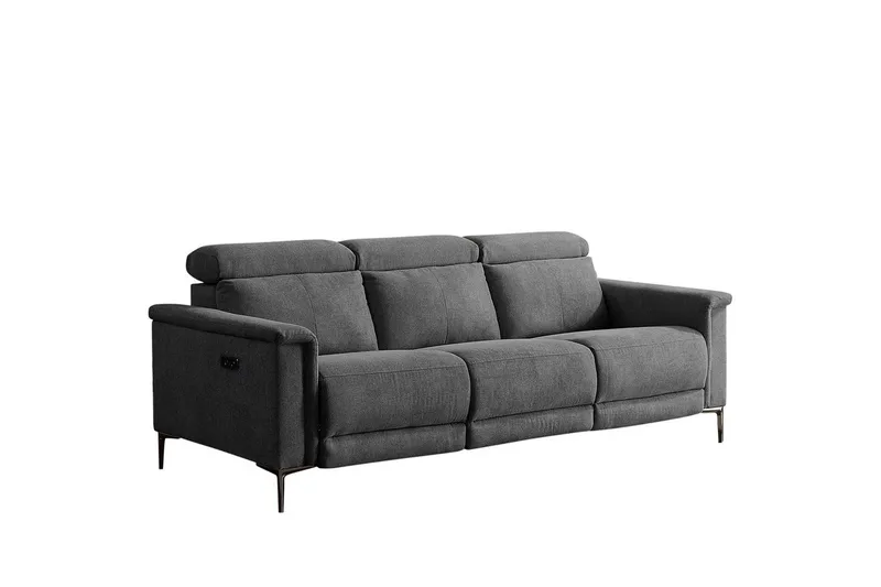 3-sitssoffa Lund Antracit, Belfast tyg, Elektrisk vilstol - Antracit, Belfast tyg, Elektrisk vilstol - Möbler - Soffa - Biosoffa & reclinersoffa