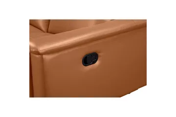 3-sitssoffa Lund Cognac, Läder/PU, Manuell vilstol - Cognac, Läder/PU, Manuell vilstol - Möbler - Soffa - Biosoffa & reclinersoffa