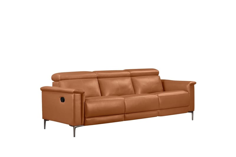 3-sitssoffa Lund Cognac, Läder/PU, Manuell vilstol - Cognac, Läder/PU, Manuell vilstol - Möbler - Soffa - Biosoffa & reclinersoffa
