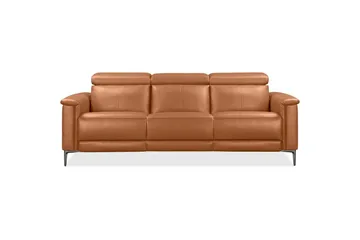 3-sitssoffa Lund Cognac, Läder/PU, Manuell vilstol - Cognac, Läder/PU, Manuell vilstol - Möbler - Soffa - Biosoffa & reclinersoffa