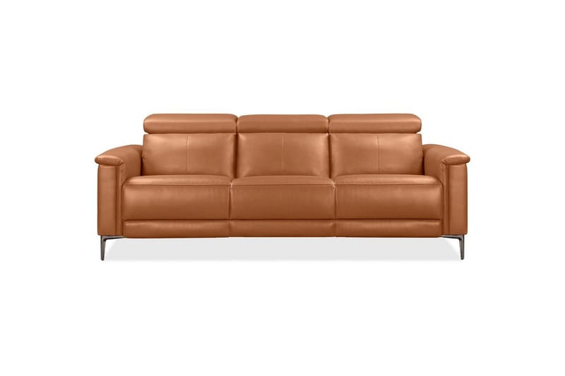 3-sitssoffa Lund Cognac, Läder/PU, Manuell vilstol - Cognac, Läder/PU, Manuell vilstol - Möbler - Soffa - Biosoffa & reclinersoffa