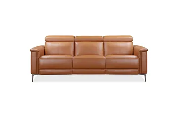 3-sitssoffa Lund Cognac, PU, Manuell vilstol - Cognac, PU, Manuell vilstol - Möbler - Soffa - Biosoffa & reclinersoffa