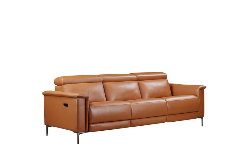 3-sitssoffa Lund Cognac, PU, Elektrisk vilstol - Cognac, PU, Elektrisk vilstol - Möbler - Soffa - Biosoffa & reclinersoffa