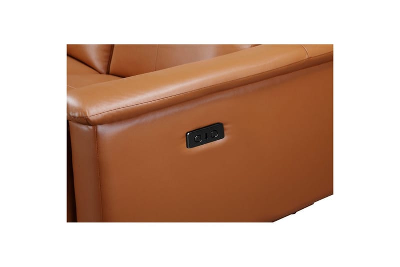 3-sitssoffa Lund Cognac, PU, Elektrisk vilstol - Cognac, PU, Elektrisk vilstol - Möbler - Soffa - Biosoffa & reclinersoffa