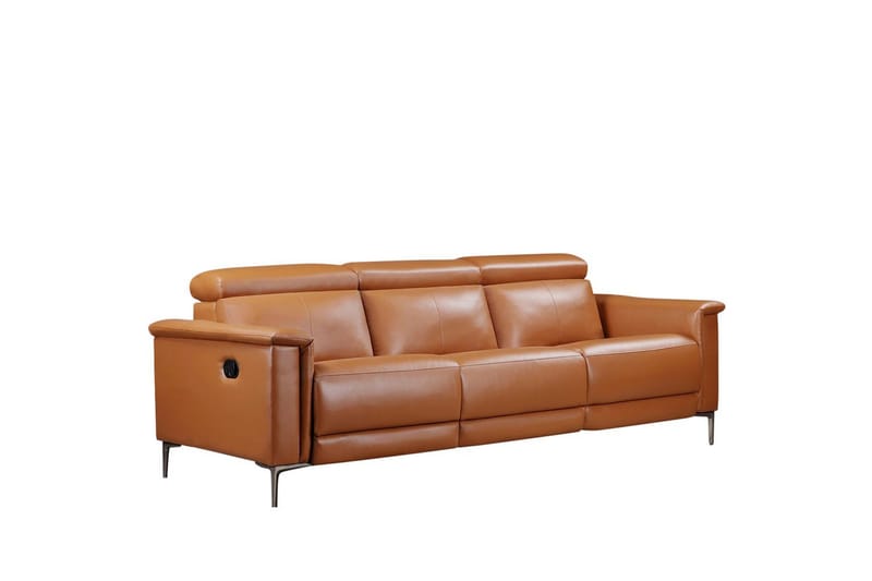 3-sitssoffa Lund Cognac, PU, Manuell vilstol - Cognac, PU, Manuell vilstol - Möbler - Soffa - Biosoffa & reclinersoffa