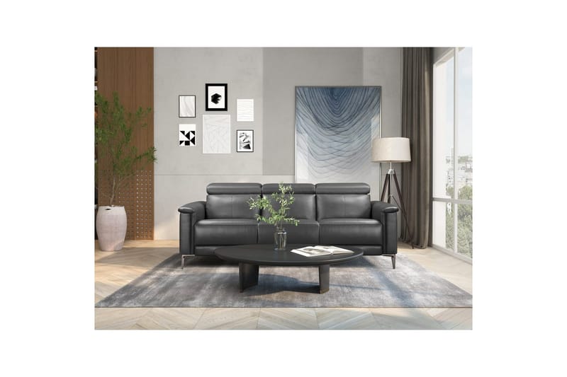3-sitssoffa Lund Grå, Läder/PU, Elektrisk vilstol - Grå, Läder/PU, Elektrisk vilstol - Möbler - Soffa - Biosoffa & reclinersoffa