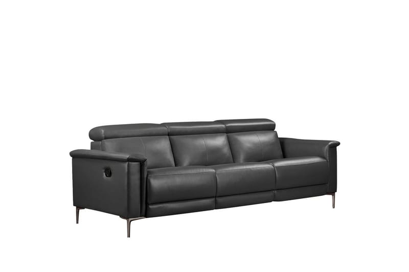 3-sitssoffa Lund Grå, Läder/PU, Manuell vilstol - Grå, Läder/PU, Manuell vilstol - Möbler - Soffa - Biosoffa & reclinersoffa