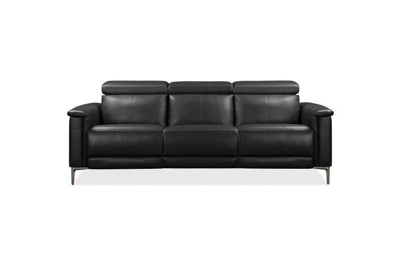 3-sitssoffa Lund Grå, Läder/PU, Manuell vilstol - Grå, Läder/PU, Manuell vilstol - Möbler - Soffa - Biosoffa & reclinersoffa