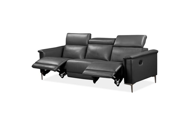 3-sitssoffa Lund Grå, PU, Manuell vilstol - Grå, PU, Manuell vilstol - Möbler - Soffa - Biosoffa & reclinersoffa