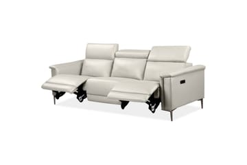 3-sitssoffa Lund Kräm, Läder/PU, Elektrisk vilstol - Kräm, Läder/PU, Elektrisk vilstol - Möbler - Soffa - Biosoffa & reclinersoffa