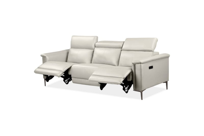 3-sitssoffa Lund Kräm, Läder/PU, Elektrisk vilstol - Kräm, Läder/PU, Elektrisk vilstol - Möbler - Soffa - Biosoffa & reclinersoffa