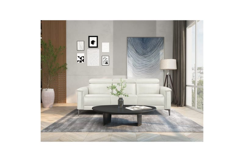 3-sitssoffa Lund Kräm, PU, Manuell vilstol - Kräm, PU, Manuell vilstol - Möbler - Soffa - Biosoffa & reclinersoffa