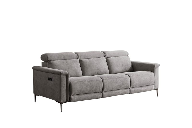 3-sitssoffa Lund Ljusgrå, Belfast tyg, Elektrisk vilstol - Ljusgrå, Belfast tyg, Elektrisk vilstol - Möbler - Soffa - Biosoffa & reclinersoffa