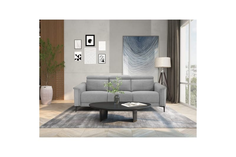 3-sitssoffa Lund Ljusgrå, Belfast tyg, Elektrisk vilstol - Ljusgrå, Belfast tyg, Elektrisk vilstol - Möbler - Soffa - Biosoffa & reclinersoffa