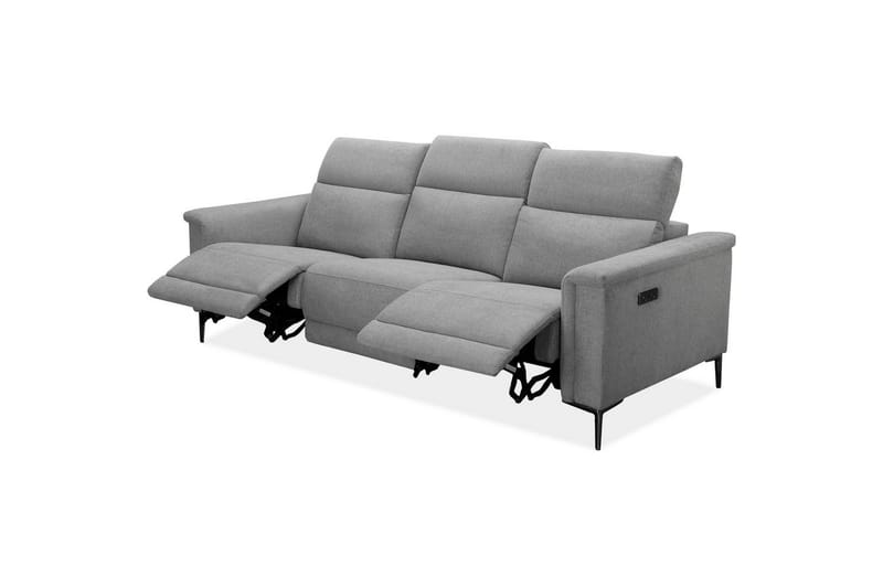 3-sitssoffa Lund Ljusgrå, Belfast tyg, Elektrisk vilstol - Ljusgrå, Belfast tyg, Elektrisk vilstol - Möbler - Soffa - Biosoffa & reclinersoffa