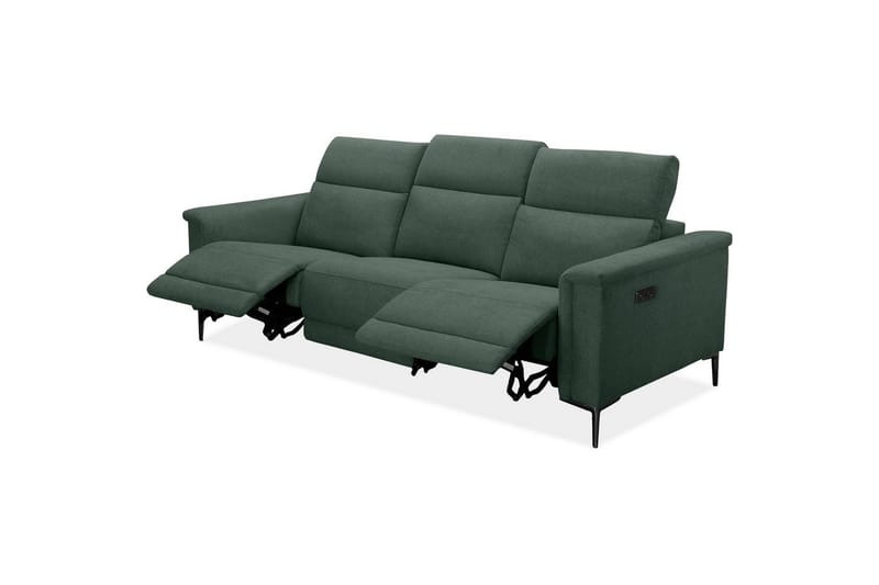 3-sitssoffa Lund Mörkgrön, Belfast tyg, Elektrisk vilstol - Mörkgrön, Belfast tyg, Elektrisk vilstol - Möbler - Soffa - Biosoffa & reclinersoffa