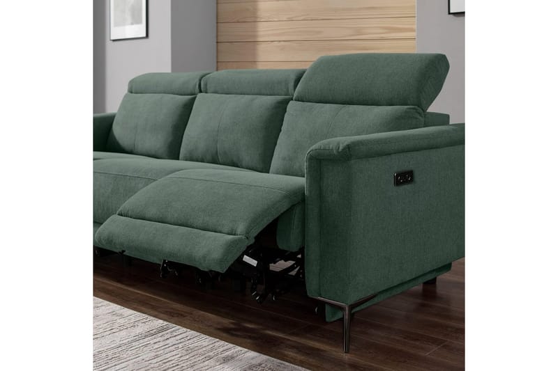 3-sitssoffa Lund Mörkgrön, Belfast tyg, Elektrisk vilstol - Mörkgrön, Belfast tyg, Elektrisk vilstol - Möbler - Soffa - Biosoffa & reclinersoffa