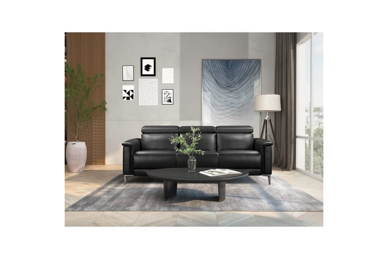 3-sitssoffa Lund Svart, Läder/PU, Elektrisk vilstol - Svart, Läder/PU, Elektrisk vilstol - Möbler - Soffa - Biosoffa & reclinersoffa