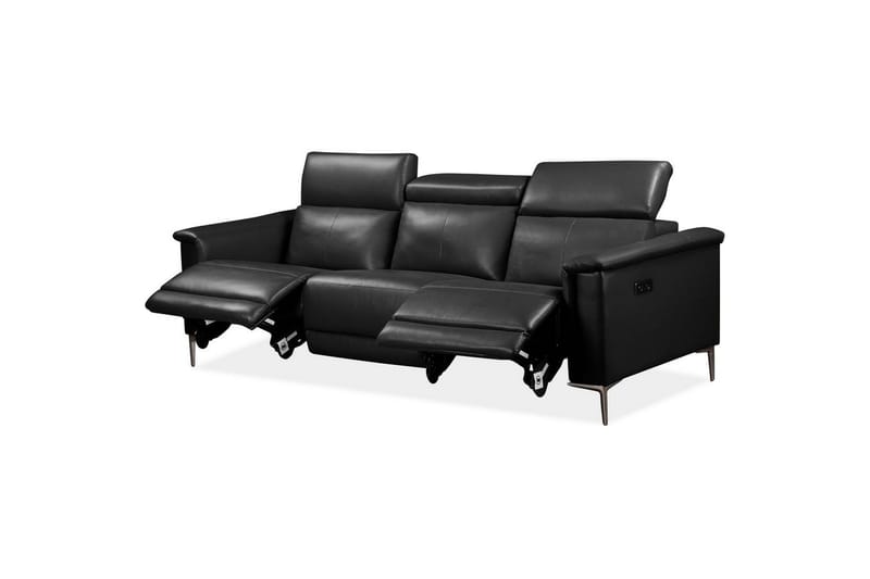 3-sitssoffa Lund Svart, Läder/PU, Elektrisk vilstol - Svart, Läder/PU, Elektrisk vilstol - Möbler - Soffa - Biosoffa & reclinersoffa